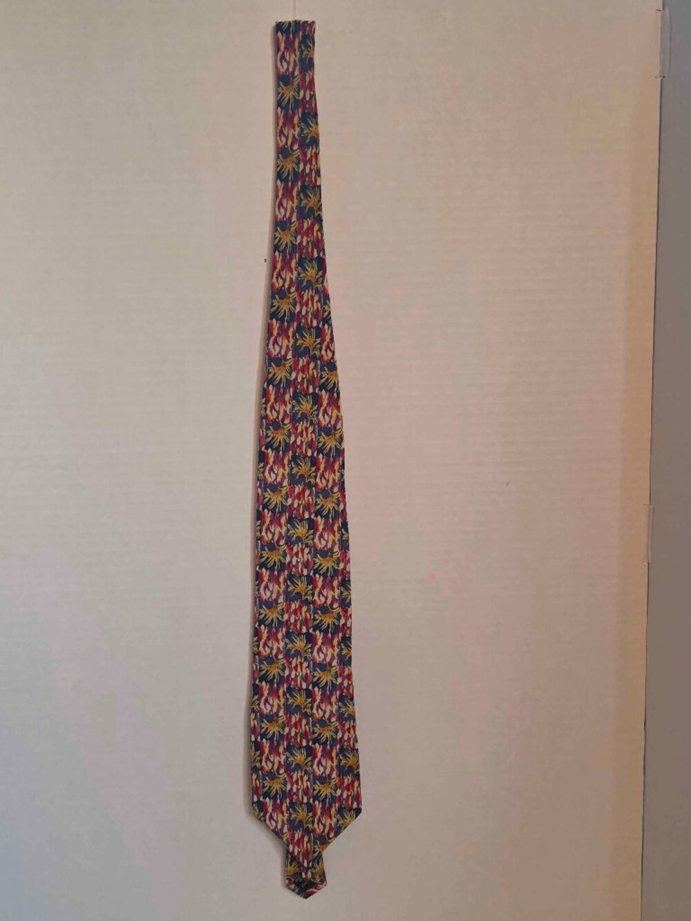 J. Garcia Silk Tie Mens Multicolor Floral Abstract Print Classic Necktie